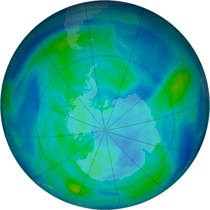 Antarctic ozone map for 05 April 2008